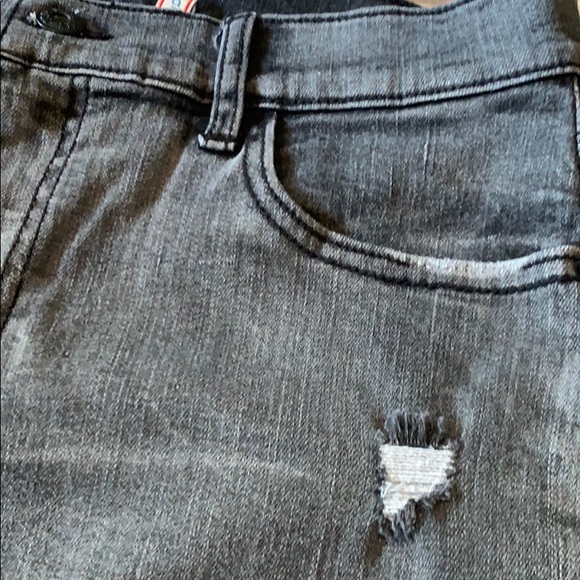 Sneak Peak Graywash Dark Distressed Jean Shorts - Picture 3 of 8
